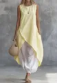 Tunica gialla senza maniche con pantaloni harem bianchi per un look estivo in stile boho - XS / Top E Pantaloni / giallo limone