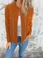 Veste zippée orange brûlé à col montant tendance pour le style d'automne des femmes. - Orange