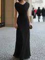 Elegant black cowl neck evening maxi dress featuring sophisticated pleated draped design - S / Dresses / Black