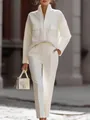 Elegante conjunto blanco de dos piezas para ciudad con top de bolsillos - XS / Top Y Pantalón / Blanco