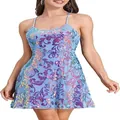Elegant blue sequined cocktail mini dress featuring intricate purple floral patterns on model - S / Dresses / Sky Blue