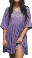 Robe courte violette à paillettes brillantes et manches courtes pour fêtes et banquets - 2XL / Robes / Violet