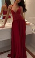 Elegant red halter neck lace pleated maxi dress with backless design for evening events - S / Dresses / Red