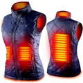 Vista dettagliata del gilet riscaldato smart da donna con zone di ricarica USB - Taglia S / Blu