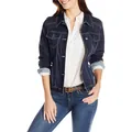 Λεπτομερής προβολή γυναικείου slim fit σκούρου μπλε τζιν μπουφάν με ραφές - S / Tops / Σκούρο μπλε