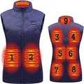 Gilet riscaldato blu scuro da donna con 9 zone di calore e porta USB - Taglia S / Riscaldamento a 9 zone / Blu