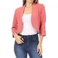 Vue détaillée d'un blazer court rose corail pour femme - Rose