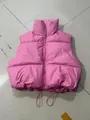 Gilet imbottito rosa corto da donna con collo alto e coulisse regolabile sul fondo - Taglia M / Top / Rosa
