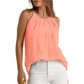 Elegante canotta corallo con scollo all'americana e fondo curvo per l'estate donna - Taglia S / Top / Rosso corallo