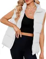 Elegante witte gewatteerde puffer bodywarmer met opstaande kraag voor dames winter - S / Tops / Wit