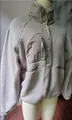 Cozy sherpa fleece jacket for women with contrast zipper pocket and high collar design - Beige