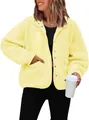 Women's cozy light yellow polar fleece jacket perfect for casual autumn and winter wear - Yellow