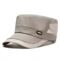 Gorra plana de secado rápido con malla transpirable gris caqui para protección solar exterior - Ajustable / Caqui
