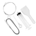 Reinigungskit für Kühlschrank-Ablauflöcher mit Spritze und flexibler Federbürste - 5-teiliges Set (Spritze+Schlauch+Bürste+Stecker+Schaber)