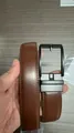Cintura da uomo casual in vera pelle marrone con fibbia in lega nera opaca resistente - Fibbia automatica / 120cm / Marrone (R118 Fibbia per Elettroforesi)