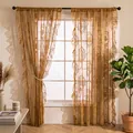 Elegant gold French pastoral lace sheer curtain with ruffled edges for SKU selection. - 100*140cm / Yellow-Orange Circular Floral