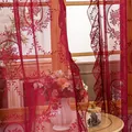 French pastoral style burgundy floral lace sheer curtain for elegant window decor - 100*140cm / Red Circular Floral
