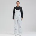 Professional women's white insulated ski bib pants with waterproof windproof design - Light Gray