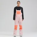Women's pink and orange insulated bib ski pants for professional winter sports - Light Pink And Orange