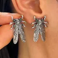 Orecchini a goccia in argento a forma di cicala per un look vintage unico a tema insetti. - Stile Cicala (8610)