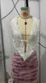 Elegante top corto de lentejuelas blancas con cuello halter para moda de verano - S / Tops / Beige (Lentejuelas Grandes)