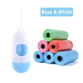 Draagbare blauw-witte capsule poepzakjeshouder inclusief set kleurrijke navulrollen - 14cmx4cm / Blauw en Wit