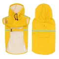 Chubasquero amarillo brillante de PU para perros con capucha y tiras reflectantes - S / Amarillo
