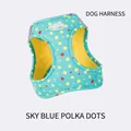 Pettorina traspirante celeste per cani con motivo a pois colorati per piccoli cuccioli - Stile Gilet a Pois Celeste (Pettorina)