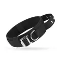 Durable black tactical dog collar with metal rivets and heavy-duty D-ring for large dogs - M / Black