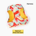 Pettorina in rete per cani con motivo a spirale rosa e verde per animali di taglia media - Stile Gilet Rosa Ondulato (Pettorina)