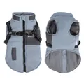 Waterproof light blue winter dog vest with integrated harness and warm fleece lining - S / Fog Blue