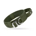 Professional military green tactical dog collar with silver rivets and heavy-duty metal buckle. - M / Army Green