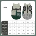 Reflective waterproof winter dog jacket in army green with detailed size guide chart - S / Mist Army Green / Dark Green