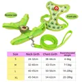 Adjustable avocado print dog harness and leash set with size chart for small pets. - S / Avocado Green