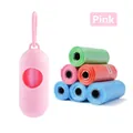 Draagbare roze capsulehouder voor hondenpoepzakjes met kleurrijke rollen zakjes - 14cmx4cm / Roze