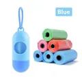 Blauwe draagbare hondenpoepzakjesdispenser capsule met kleurrijke navulrollen - 14cmx4cm / Hemelsblauw