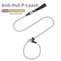 Reflective purple and yellow dog slip lead rope with a comfortable padded handle - 1.5m / Purple