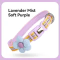 Lavender adjustable cat and dog collar with decorative blue flower and gold buckle - Purple / S
