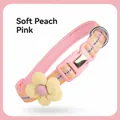 Adjustable pet collar in peach mist pink with cute flower charm and engravable buckle - Pink / S