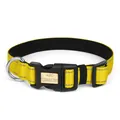 Collier pour chien réfléchissant jaune avec plaque d'identification en métal personnalisable - S / Jaune Éclatant