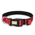 Collier rouge réfléchissant pour chien avec plaque d'identification dorée gravée - M / Rouge