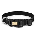 Collier pour chien noir réfléchissant avec plaque d'identification dorée personnalisée - S / Noir pur