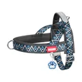 Bohemian style blue geometric pattern dog harness with adjustable straps and metal ring - S / Black (Geometric Pattern)