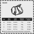 Size chart for checkered dog harness in black and white pattern for pets. - XS / Black and White Checkerboard