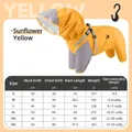 Tabla de tallas detallada para impermeable amarillo para perros chaqueta exterior - S / Amarillo