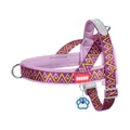 Bohemian purple dog harness with a quick-release buckle and safety reflective strip - S / Purple (Geometric Pattern)