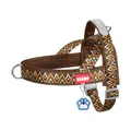 Brown bohemian pattern dog harness with reflective safety tape and metal leash attachment - S / Brown (Geometric Pattern)
