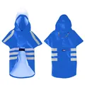 Chubasquero azul para perros con tiras reflectantes y capucha con visera transparente - L (6-10 Jin) / Azul