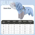 Tabla de tallas impermeable azul para perros con medidas de cuello pecho y espalda - S / Azul