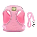 Pink reflective breathable mesh dog harness set with matching leash for small pets - XS / Pink